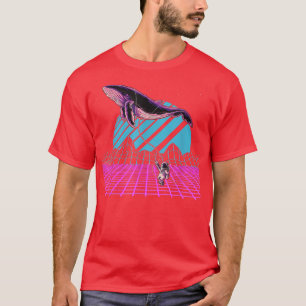 90s Art Synthwave Space Astronomy Whale Vaporwave  T-Shirt