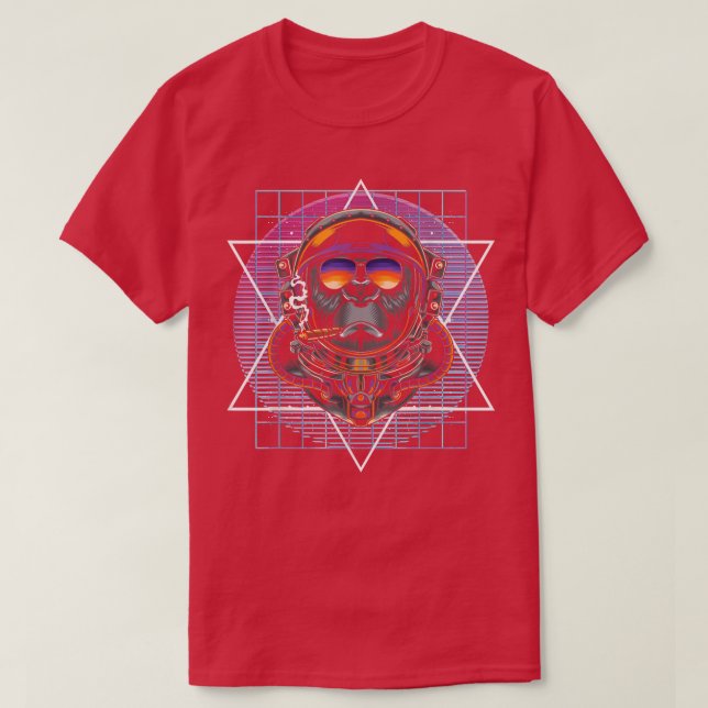 90s Art Synthwave Vaporwave Aesthetics Monkey Astr T-Shirt (Design Front)