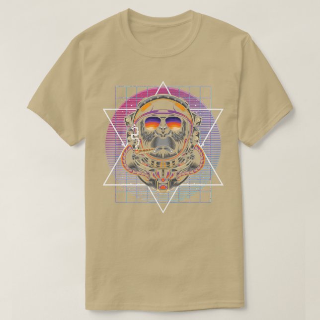 90s Art Synthwave Vaporwave Aesthetics Monkey Astr T-Shirt (Design Front)
