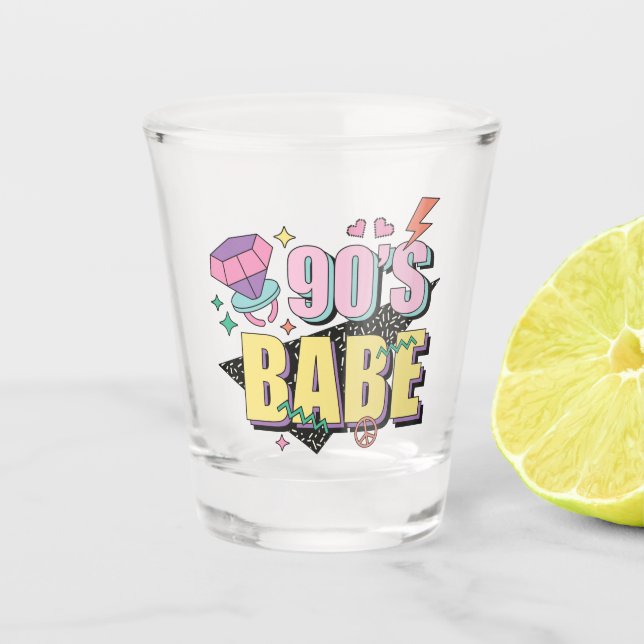 "90s Babe" Nostalgic Gift Shot Glass (Front)