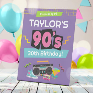 90s Birthday Party Welcome Pedestal Sign