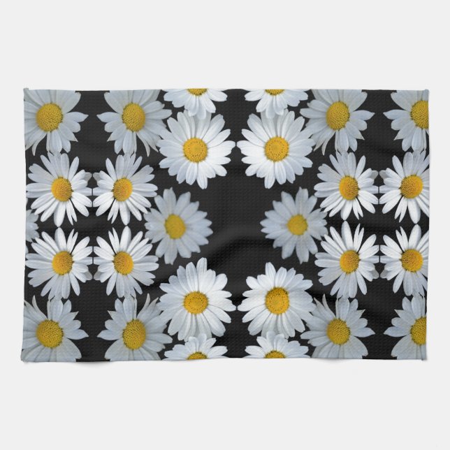 90s black daisy tea towel (Horizontal)