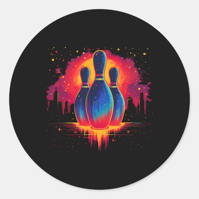 90s Bowling Pins  Classic Round Sticker (Front)