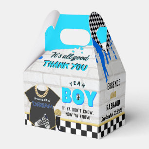 90's Boy Retro Hip Hop Baby Shower Neon Blue Favour Box