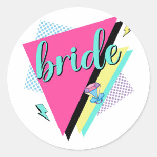 90s Bride Bridesmaid Retro 90s Bachelorette Party  Classic Round Sticker