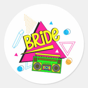 90s Bride Retro Bride Of The 90s Bachelorette Part Classic Round Sticker