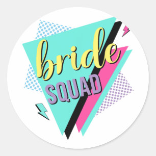 90s Bride Squad Bridesmaid Retro 90s Bachelorette  Classic Round Sticker