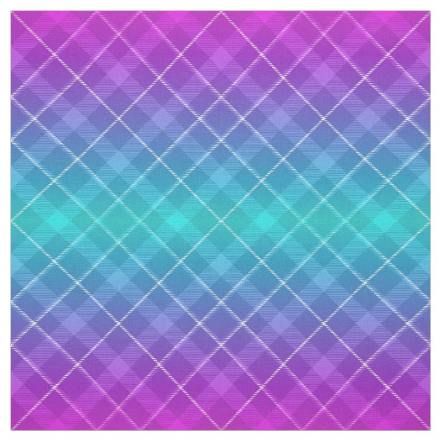 90s Bright Plaid Pattern Girly Pink Purple Ombre Fabric (Swatch)