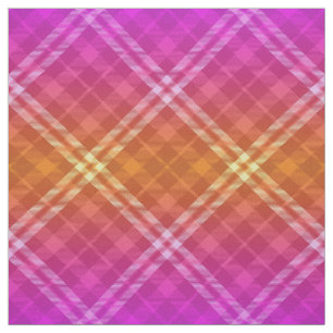 90s Bright Plaid Pattern Girly Pink Yellow Ombre Fabric