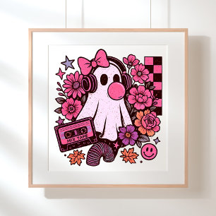 90s Bubblegum Aesthetic Retro Ghost Girl Halloween Poster