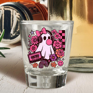 90s Bubblegum Aesthetic Retro Ghost Girl Halloween Shot Glass