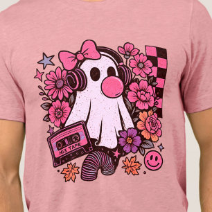 90s Bubblegum Aesthetic Retro Ghost Girl Halloween Tri-Blend Shirt