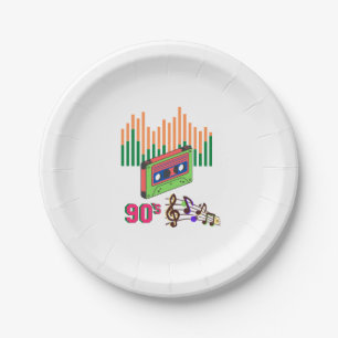 90's Cassette Player Music Retro Birthday  Paper Plate