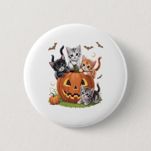 90s Cat Pumpkin Halloween Floral Spooky Season 6 Cm Round Badge