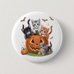 90s Cat Pumpkin Halloween Floral Spooky Season 6 Cm Round Badge