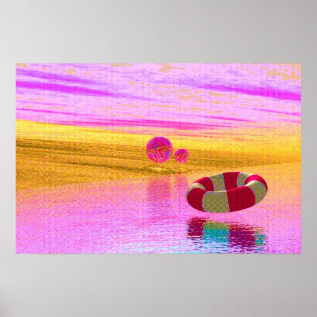 90s CGI Style Beach Scene Poster (Front)