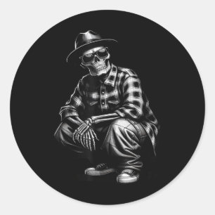 90s Cholo Chicano Homie Cool Mexican Gangster Skel Classic Round Sticker