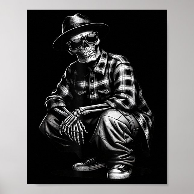 90s Cholo Chicano Homie Cool Mexican Gangster Skel Poster (Front)