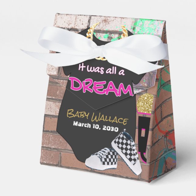 90's Hip Hop Baby Shower Girl} Tents Favour Box (Front Side)