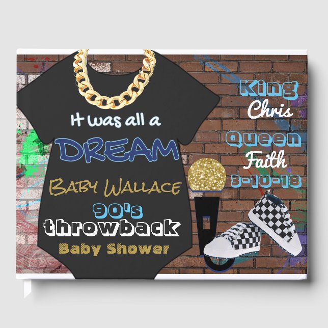 90'S Hip Hop BOY Baby Shower Custom Guestbook (Front)