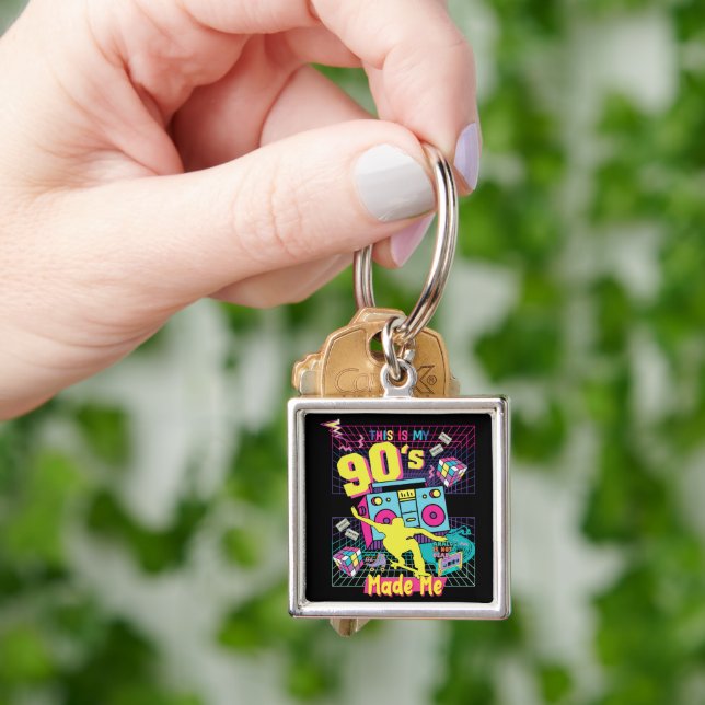 90's Hip Hop Vibes Retro Made Me Key Ring (Hand)