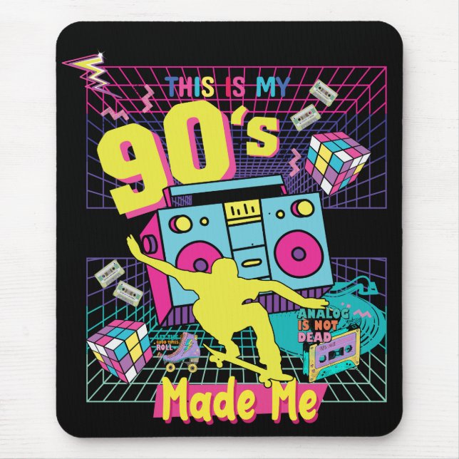 90's Hip Hop Vibes Retro Made Me Mouse Pad (Front)