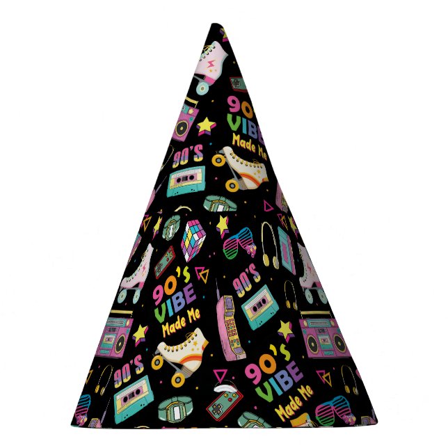 90's Hip Hop Vibes Retro Made Me Pattern Party Hat (Right)