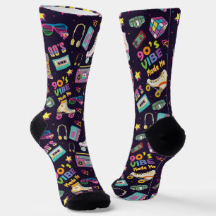 90's Hip Hop Vibes Retro Made Me Pattern Socks