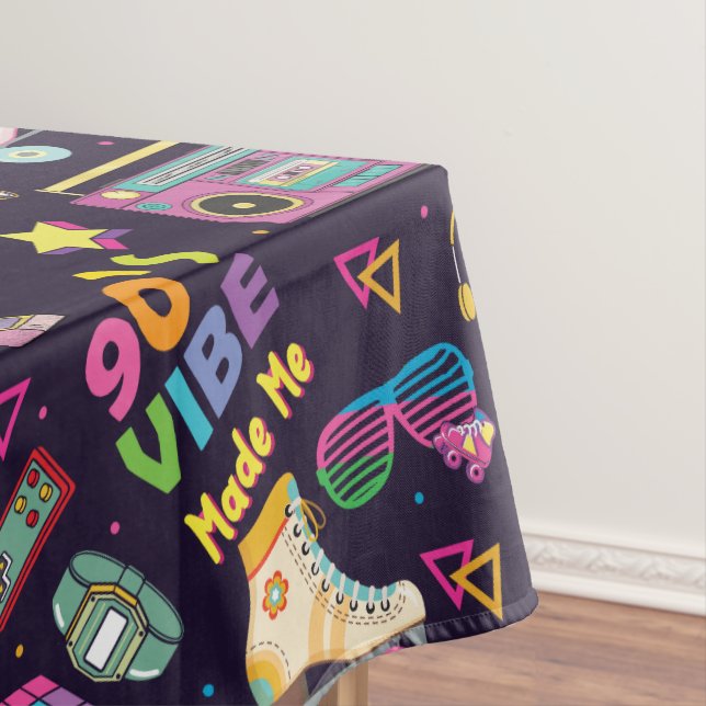 90's Hip Hop Vibes Retro Made Me Pattern Tablecloth (In Situ)