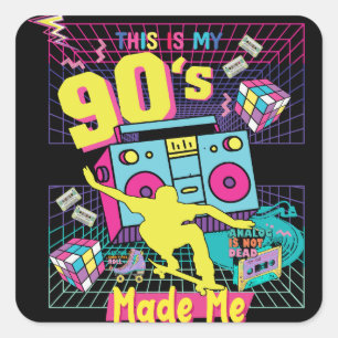 90's Hip Hop Vibes Retro Made Me Square Sticker