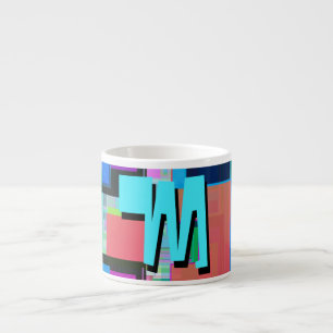 90s Inspired Colourful Geometric Monogram Espresso Cup