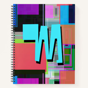 90s Inspired Colourful Geometric Monogram Notebook