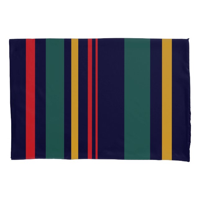 90s Inspired Multi Colour Bold Modern Stripes Pillowcase (Front-Left)