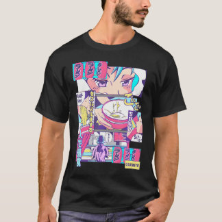 90S Japanese Kawaii Ramen Anime Manga Girl T-Shirt