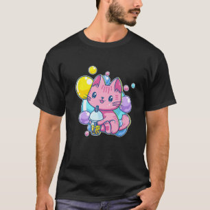 90S Kawaii Aesthetic Pink Pastel Chibi Cat Kitten T-Shirt