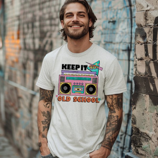 90s keep it old school groovy rad boombox T-Shirt (90s keep it old school)