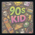 90s Kids Grunge Seamless Pattern: Pizza, Skeletons Stone Coaster<br><div class="desc">Radical meets macabre in this ultimate throwback pattern. Designed for the true 90s Kids, this grunge-inspired aesthetic features a chaotic mix of pepperoni pizza slices, shredding skeletons, and retro skateboards. With a distressed, "zine-style" texture and a rebellious color palette, it captures the raw energy of the underground skate scene and...</div>