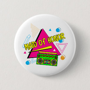 90s Maid Of Honour Bridesmaid Bride Squad Retro Ba 6 Cm Round Badge