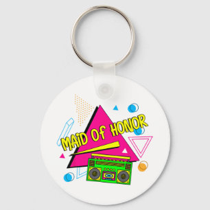 90s Maid Of Honour Bridesmaid Bride Squad Retro Ba Key Ring