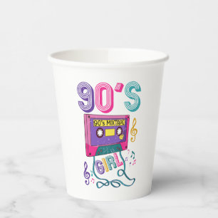 90's Mix Tape Girl Cassette Birthday Paper Cups