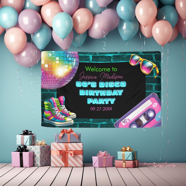 90s Neon Disco Birthday Banner (Creator Uploaded)