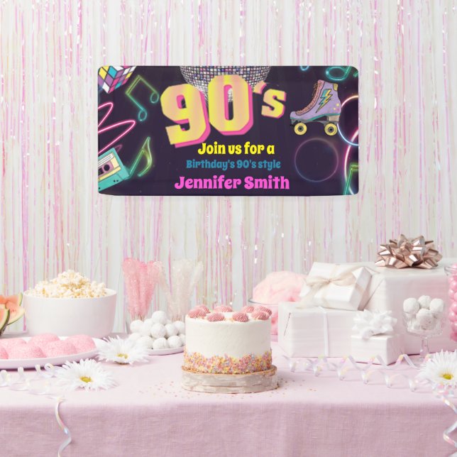 90's Neon Disco Vibes Retro Stytle Banner (Party)