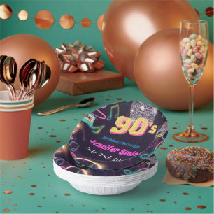 90's Neon Disco Vibes Retro Stytle Paper Plate