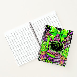 90s Neon Pink Leopard Print Composition Notebook