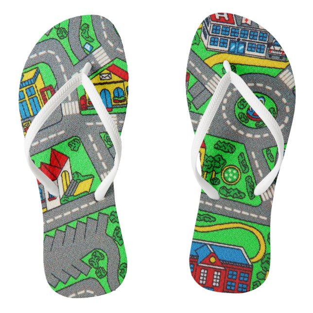 90s nostalgia, nostalgic track carpet Car Road Soc Jandals (Footbed)