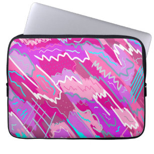 90s Nostalgia Pop Art in Magenta  Laptop Sleeve