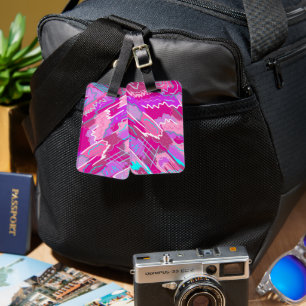 90s Nostalgia Pop Art in Magenta Luggage Tag