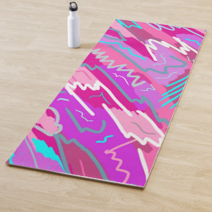90s Nostalgia Pop Art in Magenta Yoga Mat