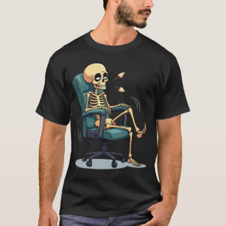 90s Office Skeleton – Funny Retro Cartoon for Burn T-Shirt