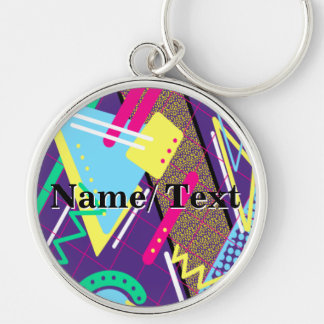 90s Pattern, Retro Vibes Colourful Key Ring